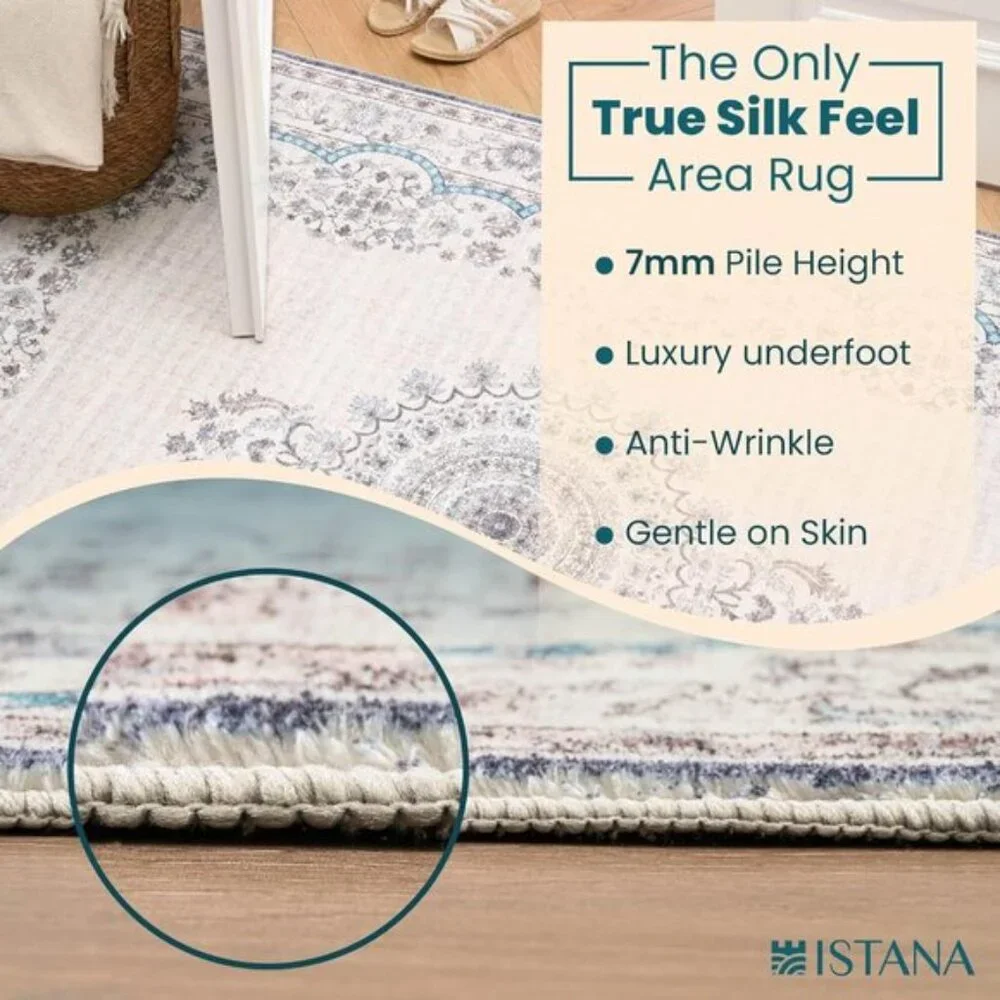 New 5x7 Bedroom Rug, Pink Beige Eco-Friendly Foldable Carpet for Home & Room